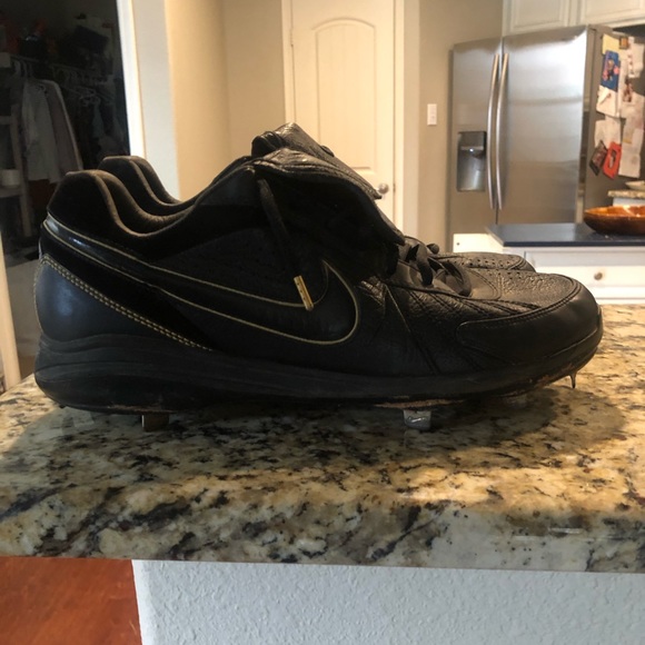Rare Nike Air Zoom baseball metal cleats. 100% leather, worn one game. - Picture 3 of 6